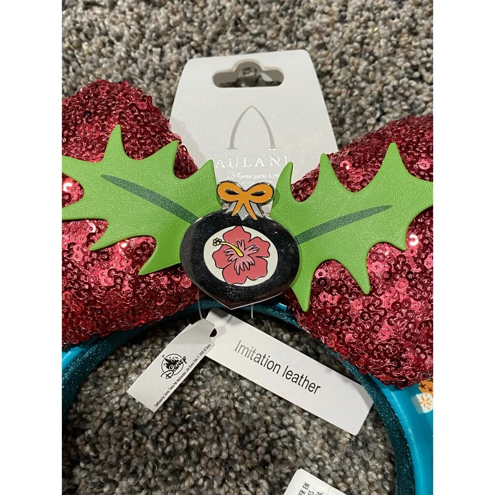 Disney Aulani Minnie Ears Headband Womens Turquoise New Aloha Kalikimaka Sequin